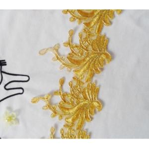 Gold Wire Embrodery Lace Edge with Cord Embroidery Sliver Lace Trim