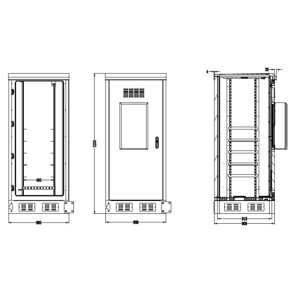42U Air Conditioner Type Outdoor Telecom Cabinet / Double Wall Heat Insulated Communication Enclosure