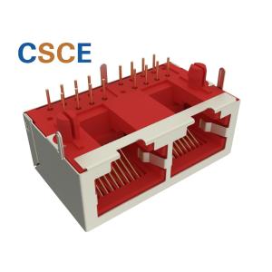 White And Blue 2 Ports 10P8C F3.05 Shielded RJ45 Jack / Modular Ethernet Jack