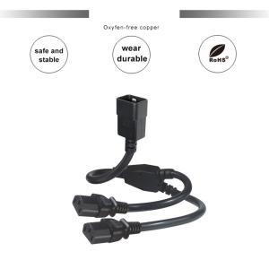 C20 to Dual C13 Power Splitter Cable 6ft 250V Black PVC