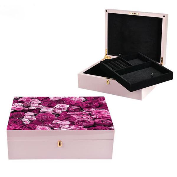 Double Layer Wooden Jewelry Box Exquisite Craftsmanship for Multi Purpose