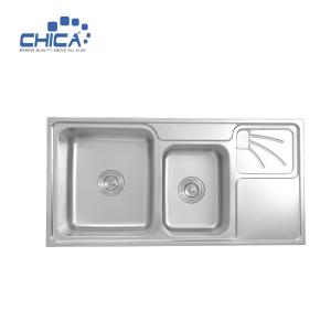 Cheap CH9848 Stainless Steel Press Kitchen Sinks Large and Small Double Bowl Kitchen Sink for sale