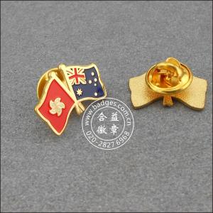 Cheap flag badge gilded copper stamping Hong Kong - New Zealand flag badge GQ03 for sale