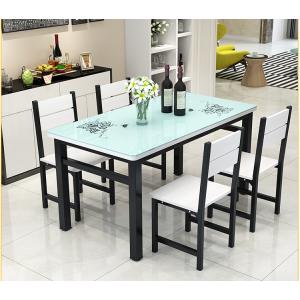 Modern Tempered Glass Top Dining Room Table High Temperature Resistant