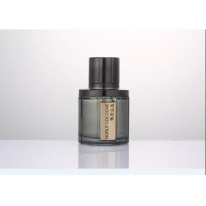 China 50ml Art Deco Round Glass Perfume Bottles With Cap Skincare And Makeup Packaging OEM on sale