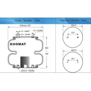 18NPT Pneumatic Air Bellows FD331-26541 Contitech Air Spring Systems 224.5mm