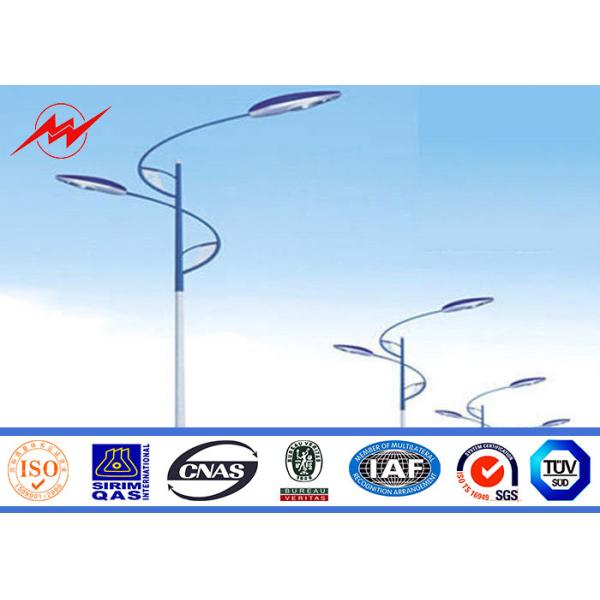 Solar Power System Street Light Poles With Single Arm 9m Height 1.8 Safety
