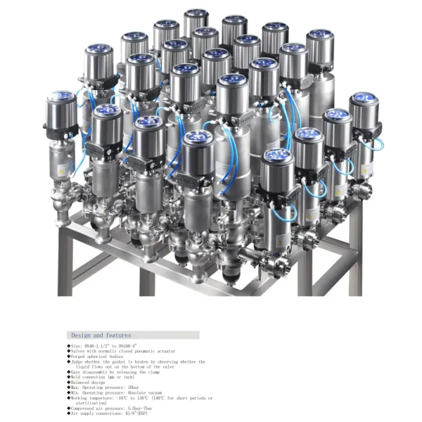 3A Hygienic Double Seat Mixing Proof Tank Bottom Valve For Food Beverage Processing