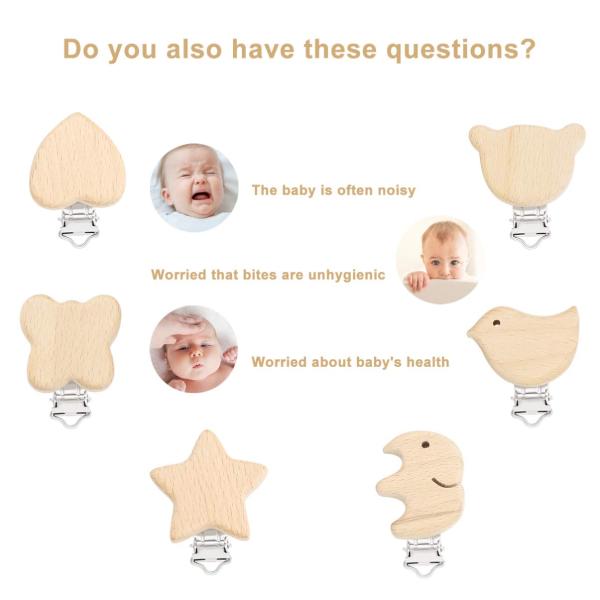 1.8in To 2.2in Animal Shaped Grip Teether Wood Durable Baby Teething Toys For Soothing