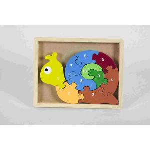 Eco Friendly Soild Wood Number Snail Puzzle Game For Nature Home / Classroom