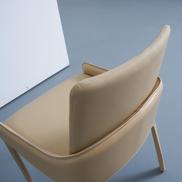 Italian Style Metal Base Dining Chairs Full Grain Leather Dining Chair