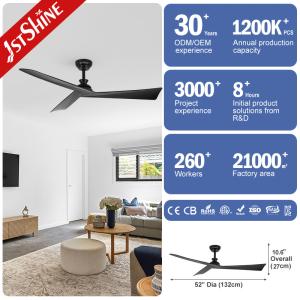 Energy Saving Smart Remote Ceiling Fan Black ABS Blades with 6 Speed and Time