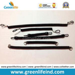 16cm Long Retractable Black Multi-Purpose Utilities Coil Lanyard W/2PCS Eyelets