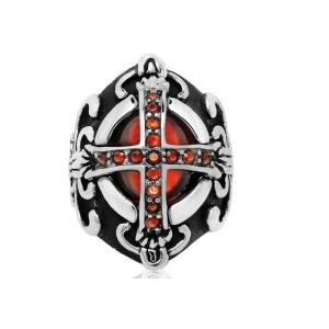 Gothic vampire ruby cross right Zhi-long titanium steel rings