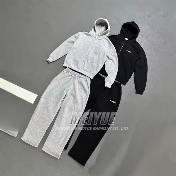 Quality Custom Sweatsuits 100% Cotton Zip up Hoodie High Quality Heavyweight Blank Hoodies and Baggy Sweatpants Set Tracksuit for Men wholesale