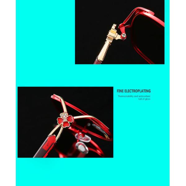 Four Leaf Clover Elegant Glass Lens Metal Frame Polarized Sunglasses Diamond Studded