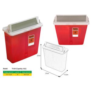 4.6 Litre Sharps disposal container, Sliding Lid, Red,Sharps Container |