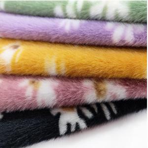 Pattern 480gsm Faux Rabbit Fur Material Daisy Printed For Handbag