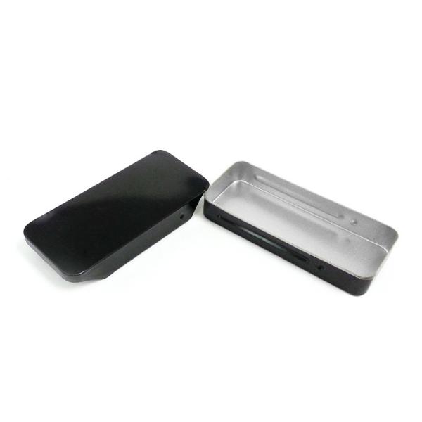 Quality classical black color metal mint tin case with sliding lid wholesale