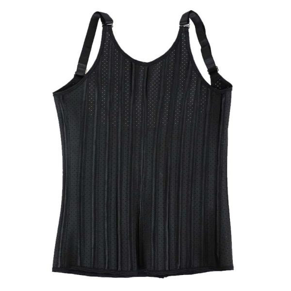 Breathable Hollow Waist Trainer Vest Black With Adjustable Strap 25 Steel Bones MH1879