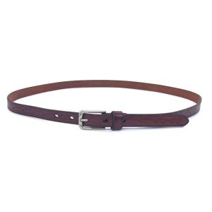 Womens Genuine Cowhide Embossed Leather Thin Belts For Dresses With Single Prong