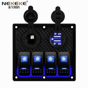 4 Gang Waterproof Rocker Switch Panel Box Dual USB Socket Mixing Panel For Boat