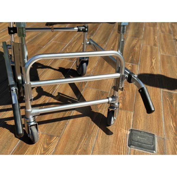 Foldable Thickened Aluminium Alloy Stair Stretcher With PVC Fabric 4 Wheels And 6 Handles