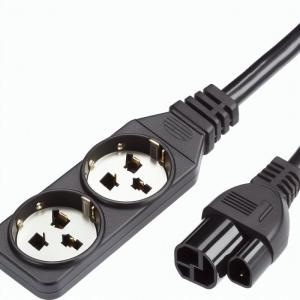 C20 to Dual C13 Power Splitter Cable 6ft 250V Black PVC
