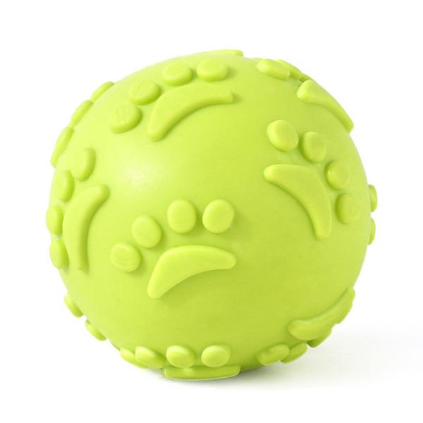 Pet Toy Ball with Paw Prints - Interactive Dog Chew Toy with Squeaker Premium