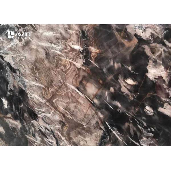 Xiamen service fantasy black marble glossy polished 18cm beautiful veins