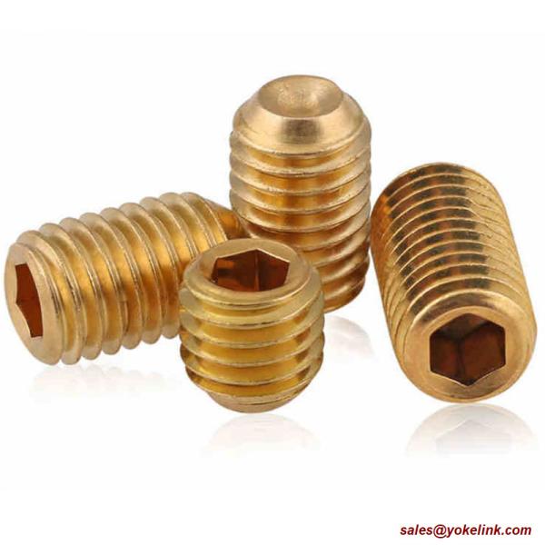 Quality ASME B18.3, DIN 916 Brass Socket Set screws with Cup Point, Nylok patch wholesale