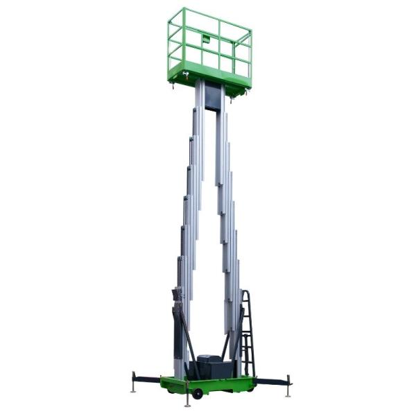 Quality Manual Pushing Mobile Aerial Work Platform Double Mast 12m 200Kg Loading Capacity wholesale