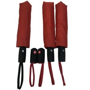 9 Fiberglass Ribs Three Folding Pongee Fabric Compact Rain Umbrella