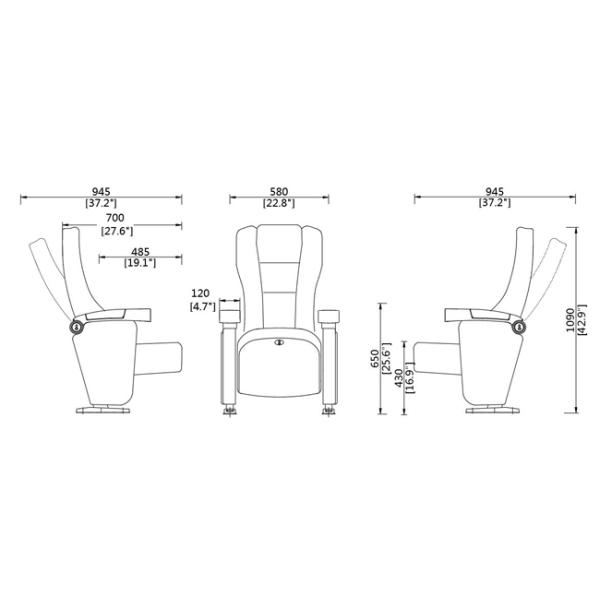 Folding PU Molded Foam Auditorium Theater Seats , Media Room Seating With Big Cup Holder