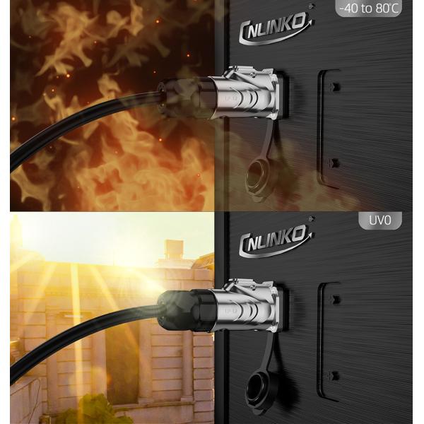 Cnlinko M12 Metal 7 Pin Plug Socket IP68 Waterproof Electrical Connector with Dust Cover