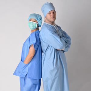 Cheap Nonwoven Disposable Scrub Suits for Patient Doctors Nuser With Short Sleeve for sale