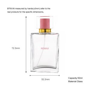 50ml Transparent Glass Clear Rectangle Bottle With Transparent Lid For Cosmetic