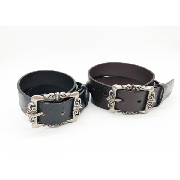 Quality Soft Hand Feeling Embossed Leather Belt 3.2cm Width With 183g Weight wholesale