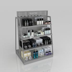 Retail Display Rack Grey Wooden Island Cabinet For Smart Store Rack Premium Shop