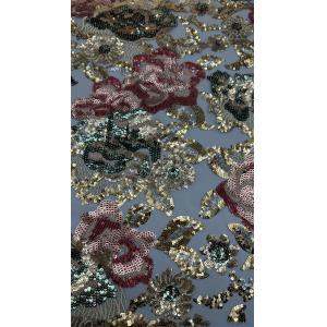 Leafy Sequin Embroidery Fabric Durable And Elegant Colorful Sequin Embroidery