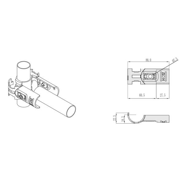 DIYA H-12 Lean Pipe Connector Joint With Chrome Plating