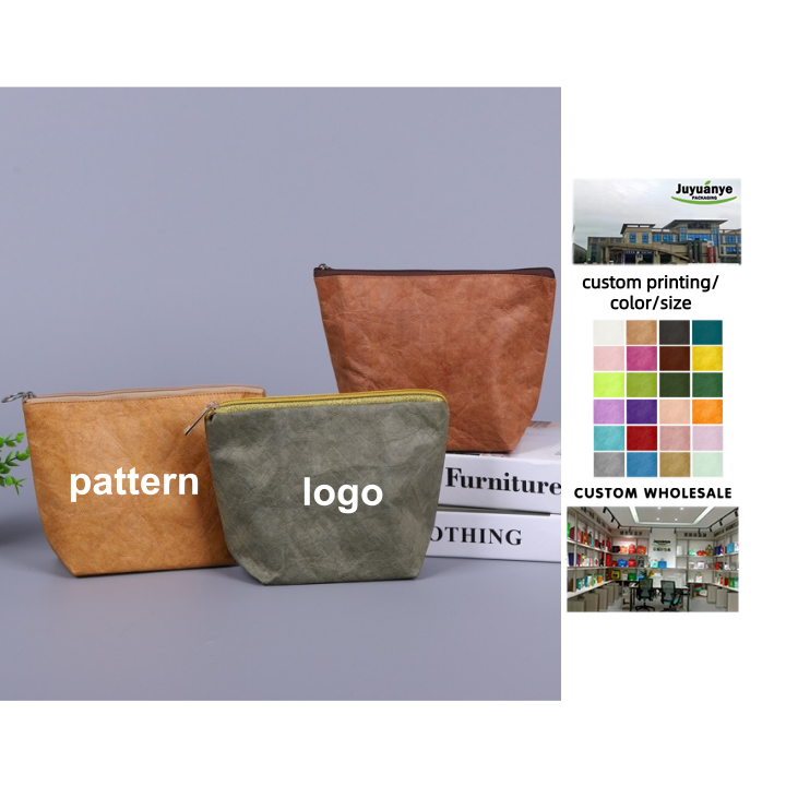 Custom LOGO Printed DuPont Paper Cosmetic Bag Tear-Resist Washable Tyvek Kraft