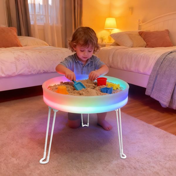 LED Glow Drawing Table Interactive Play Multicolor Changing Sand Art Desk Problem-Solving Toys for Nursery Preschool
