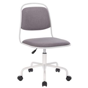 Cheap High Back Computer Home Office Swivel Chair With Grey Linen Seat White Swivel Castor Leg for sale