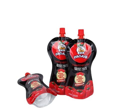 Quality Condiment Packaging Custom Printing Spout Doypack Bag Standing Pouch Pack For Tomato Sauce With Nozzle wholesale