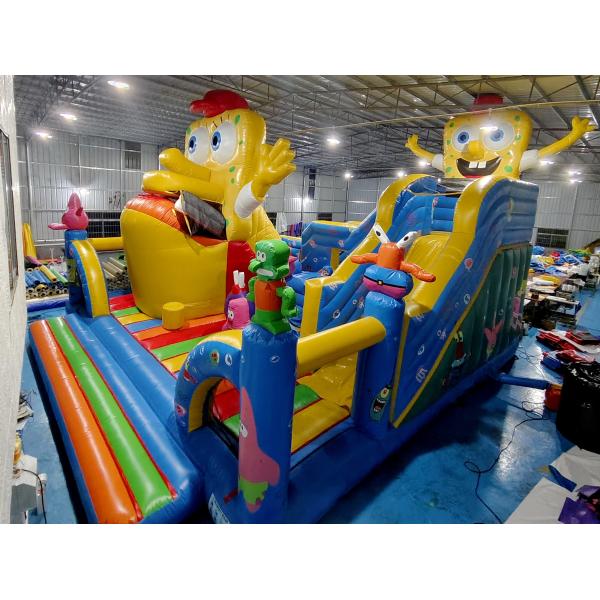 Quality Automatic Move Inflatable Bounce House With Slide SpongeBob SquarePants Inflatable Fun City wholesale