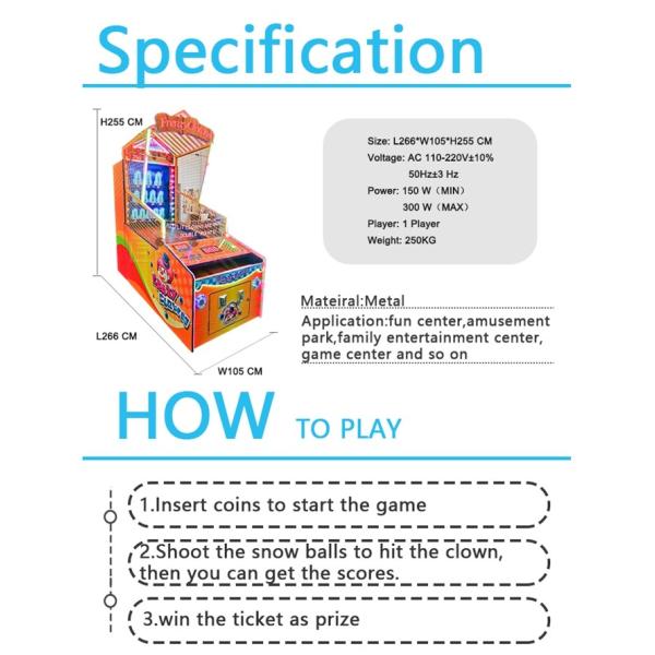 Clown Frenzy II Redemption Game Machine Lottery Amusement Coin Operated