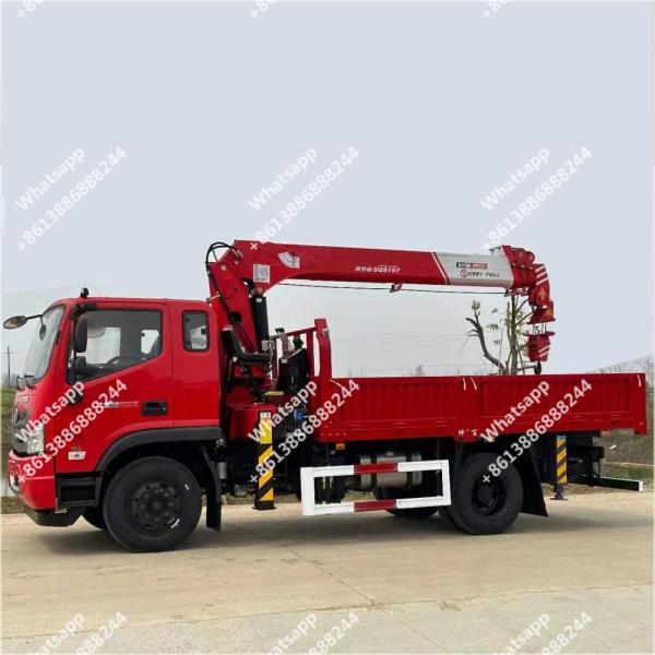 FOTON 4x2 Truck Mounted Hydraulic Crane Truck 4 Sections 6.3tons Telescopic Boom Crane