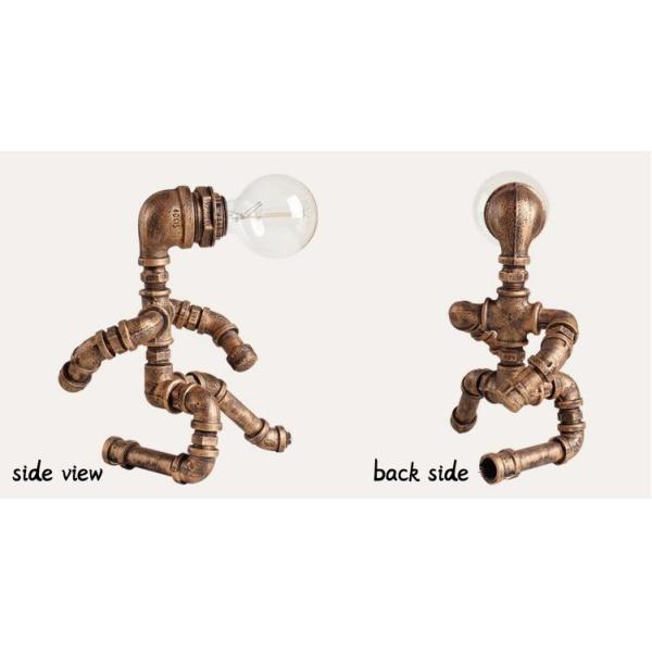 Creative Industrial Retro Wrought Iron Water Pipe Lamp Cafe Bar Bedroom Study Bedside Nightlight