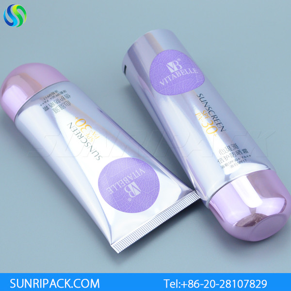 Quality 60g sunscreen cosmetic tubes, high shiny silver laminated tubes, empty plastic tube packag wholesale